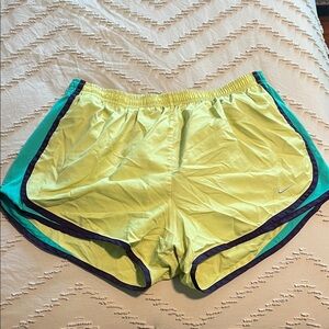 Nike Women's Lime and Teal Athletic Shorts